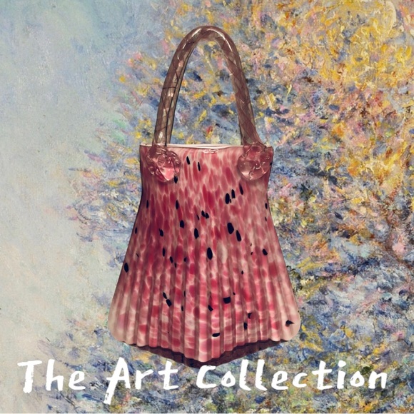 Vintage Y2K Murano Speckled Pink Glass Purse🌸Substantial Art Decor🌸 - Picture 12 of 15
